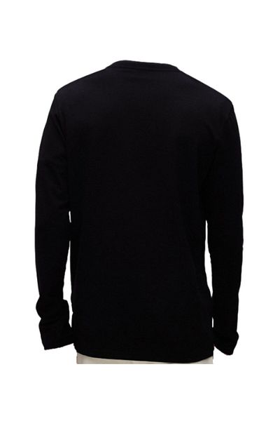 marufshop Tricou pentru bărbați cu mânecă lungă, cu decolteu, slimfit, din lycra, negru