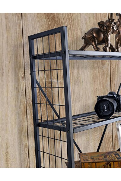 UmkaHome Telli Kitaplık Metal Dekoratif Kitaplık Ofis Rafı 5 Raflı