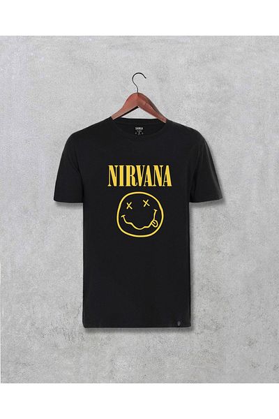 Pisa Art Унисекс черна тениска с щампа на Nirvana Classic Logo