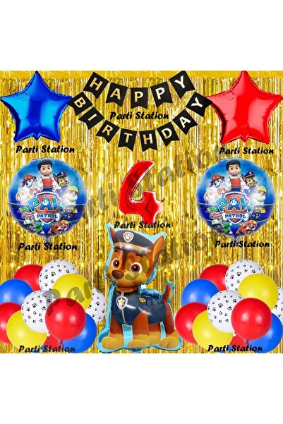 Parti Station Paw Patrol Balon Set 4 Yaş Paw Petrol Chase Kırmızı Konsept Doğ...