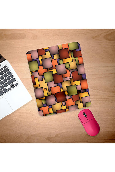 UcuruStore Πολύχρωμα τετράγωνα σχήματα Ορθογώνια επιφάνεια ποντικιού με στήρι...