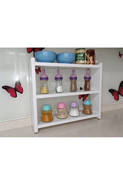 vipmob Mutfak Tezgah Üstü Beyaz Baharatlık Rafı