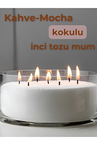Genel Markalar Kahve Mocha Kokulu Esanslı Inci Tozu Mum Fitil Hediyeli Sonsuz...