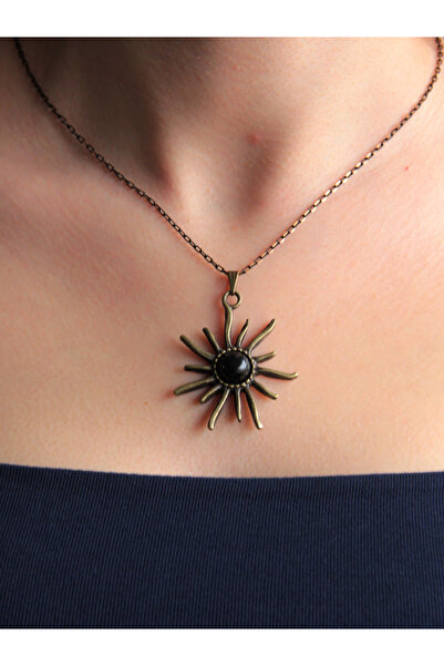 esha قلادة نسائية أصلية من الحجر الطبيعي من حجر العقيق الطبيعي بنمط الشمس