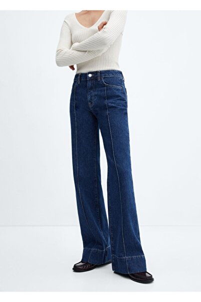 MANGO Woman Διακοσμητικό ραμμένο φαρδύ παντελόνι