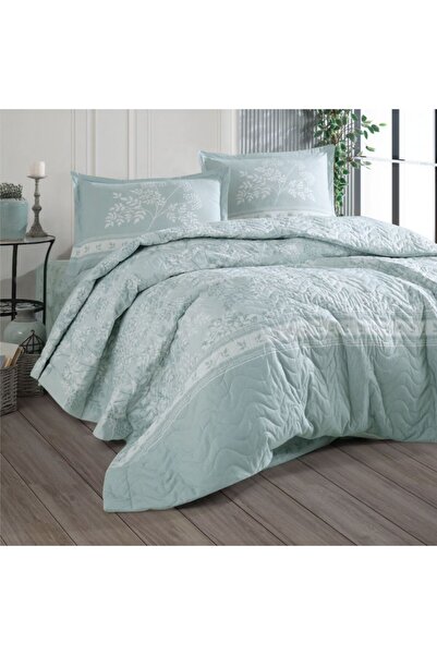DENİZLİ ÇEYİZ Clasy Double 4 Seasons Quilted Duvet Cover Set Devlin Mint
