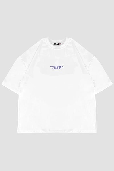 Bak Moda 1989 Tricou alb unisex oversize imprimat pe spate