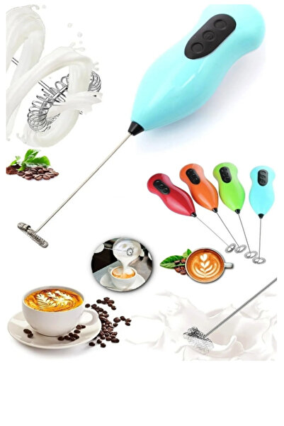 Blue Home Lıght Pilli Mini Mixer Kahve Süt Köpürtücü Karıştırıcı Cappuccino M...