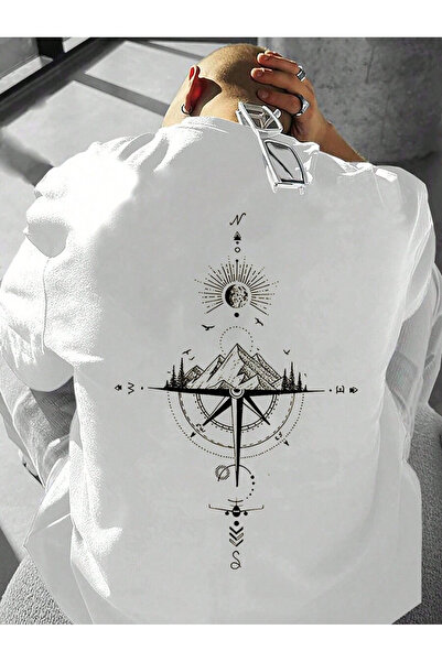 YUVEST Tricou Blackrock UNISEX negru oversize 100% bumbac imprimat COMPASS