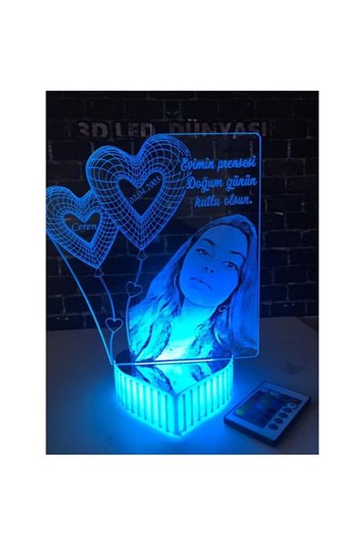 3D Hediye Dünyası Valentine's Day Gift Heart Birthday Gift Night Lamp