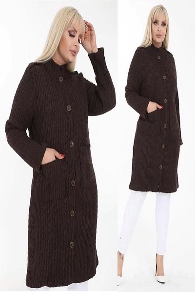 xlargebutik LARGE SIZE CLOTHING QUILTED FABRIC CARDIGAN