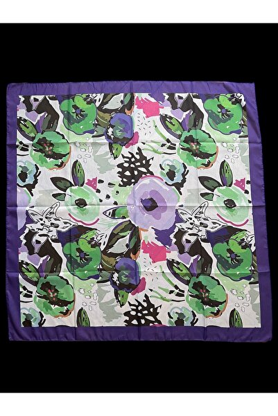 Rupen Kraft Desenli Soft Fluar Kare Eşarp Desenli Eşarp  95X95
