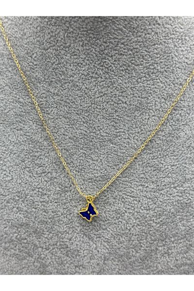 Hobimos Navy Blue Butterfly Necklace