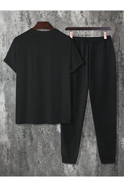 Khione Unisex Design R Printed Top and Bottom Set T-shirt Tracksuit Set