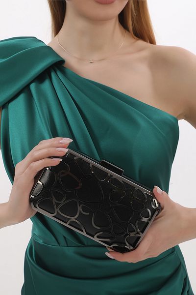 womenacs Culoare Neagră Venom Rochie De Seară De Damă Clutch Portofoliu Geantă De Seară De Logodnă De Mână