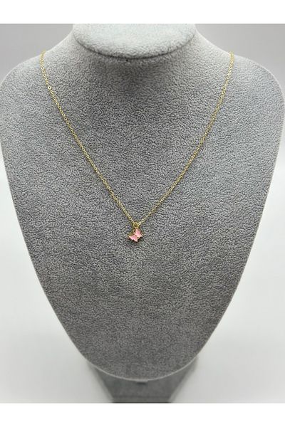 Hobimos Pink Butterfly Necklace