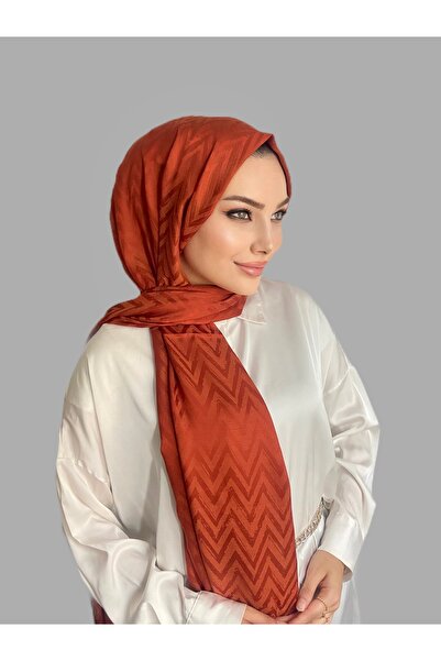 Genel Markalar Zikzak Desen Kiremit Pamuk Jakar Şal