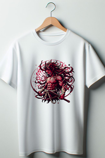 Vordevia Demon Slayer Štampano bela Oversize kroj okrugla kragna majica
