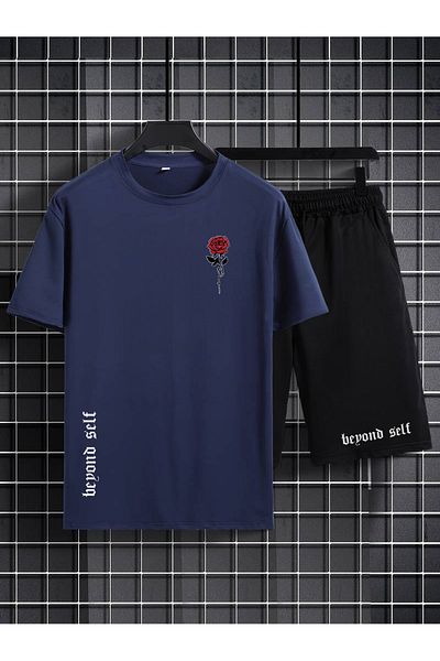 viperkombin Oversize Rose Print T-Shirt and Shorts Combination Unisex