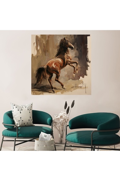 HDART Soyut  Şahlanan At Kanvas Tablo Tablosu Tabloları Dev Boyut Salon Oda O...