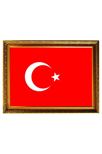 Panda 40X60 CM YALDIZLI ÇERÇEVELİ TÜRK BAYRAK PORTRE TABLO PANO-PAN643