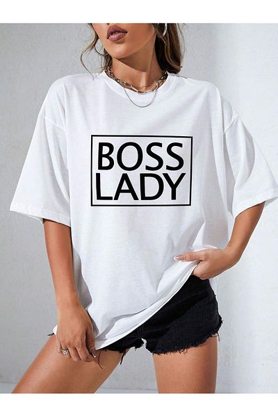 Jose Clothing Μπλουζάκι Unisex Λευκό εμπριμέ από οργανικό βαμβάκι Oversize κοντό μανίκι