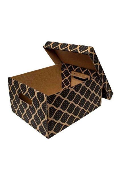 Kolicim 35x27x18cm Siyah Kutu - 6 Desi Kutu - Kilitli Kutu - Kraft - 5 Adet