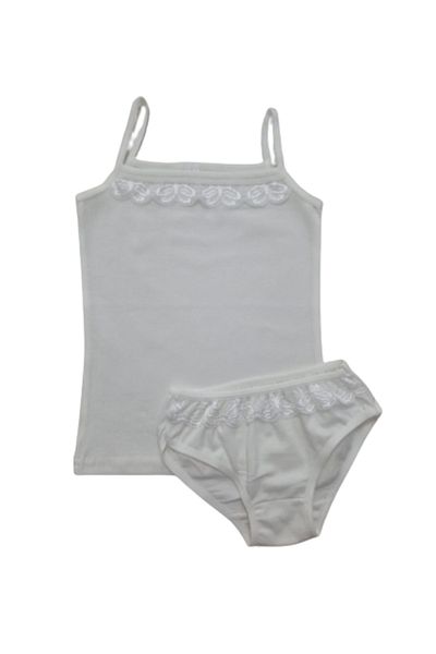 Elmas Girl's Ecru Lace Athlete Slip Set