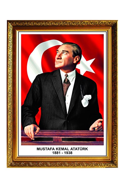 Panda 60X80 CM YALDIZLI ÇERÇEVELİ ATATÜRK PORTRE TABLO PANO-PAN640