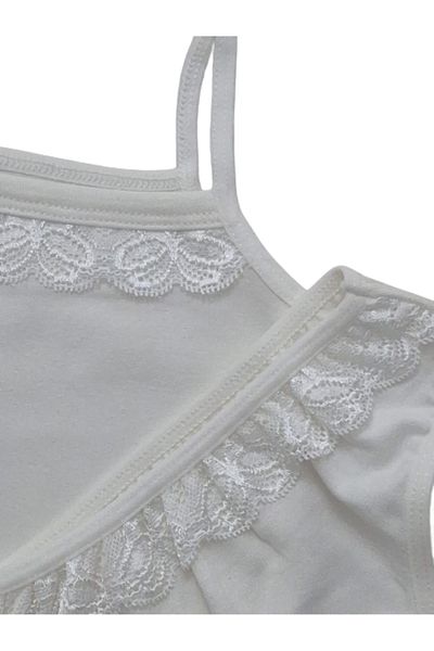 Elmas Girl's Ecru Lace Athlete Slip Set