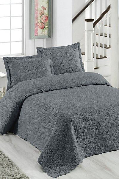 Örtüm Ivy Anthracite Microfiber Quilting - Διπλό κάλυμμα κρεβατιού