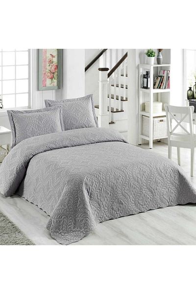 Örtüm Ivy Double Microfiber Καπιτονέ κάλυμμα κρεβατιού - Γκρι