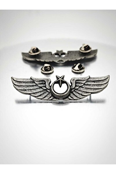 YÖRÜK TASARIM Hava Kuvvetleri Pilot Bröve Rozet Antik Sarı-Antik Gümüş 7.5cm