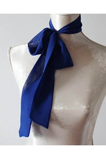 es moda shop Biana Şifon Uzun Boyum Bağı Saks Mavi