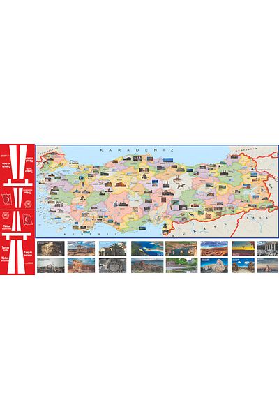 caddehediye Turkey Highways Small Map 60cm Tourist Primary School Middle School High School Map - Foldable Pocket Size