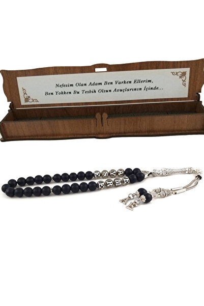 Selderesi Isimli Mat Oniks Taşı Harfli Püskül Tesbih - Sticker Notlu Ahşap Ku...