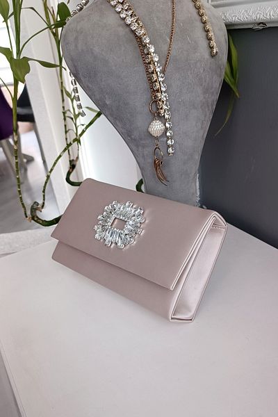 LA CALZATURE Skin Satin King Stone Ορθογώνιο Γωνιακό Καπάκι Βραδινό Φόρεμα Γυναικεία Τσάντα