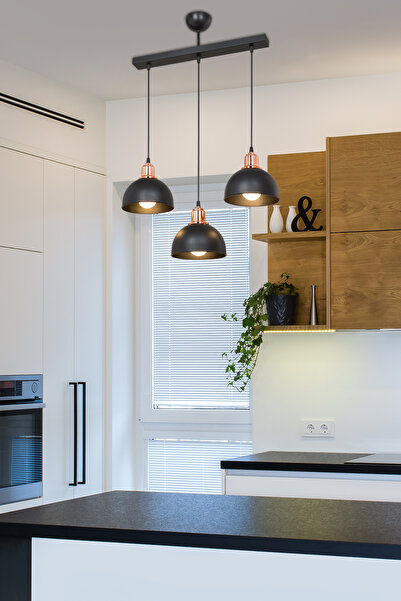 Genel Markalar Bella 3'lü sıralı avize siyah yemek odası yatak odası oturma o...