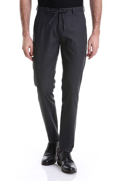 Hatemoğlu Anthracite Dynamic Fit Straight Jogger Παντελόνι με Πλαϊνές Τσέπες