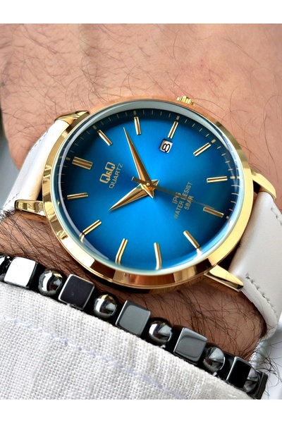 Q&Q QR668J01Y Men's Wristwatch with Leather Cord Bracelet Gift