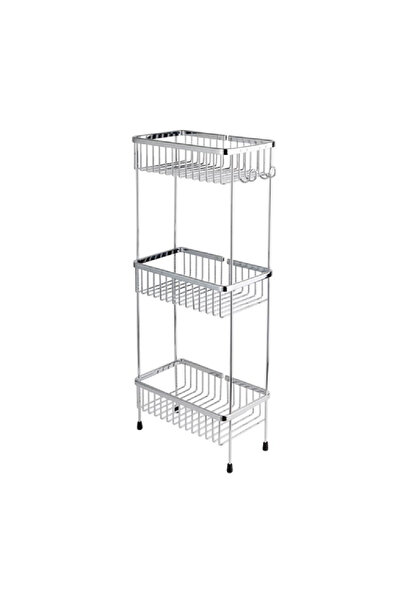 Genel Markalar Diktörtgen 3'lü Ayaklı Duş Rafı Krom Renk 647x150x273 Mm