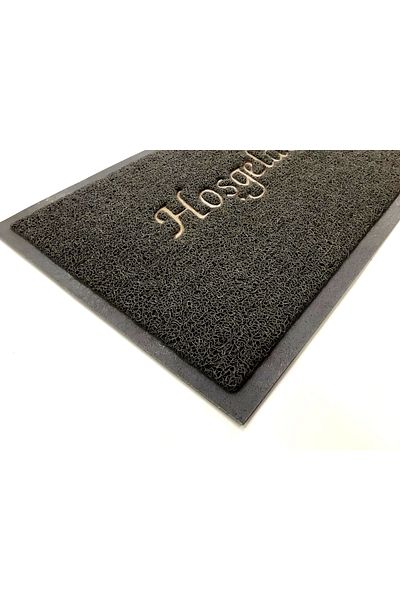 bademlerhali Welcome Written Door Mat Gray - Red Color 40x60cm Plastic