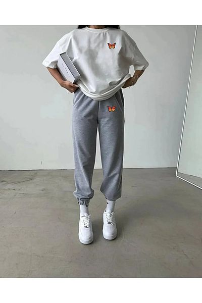 Modern Moda Σετ μπλουζάκι και φούτερ με σχέδιο πεταλούδας