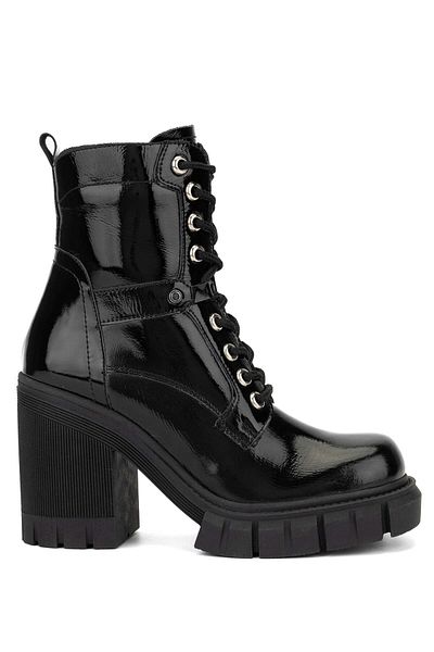 Tamer Tanca Women's Genuine Leather Black Patent Leather Casual Boots