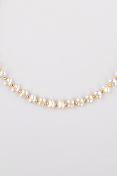 Sortie Aksesuar Kalp Şekilli Altın Boncuk Dizim İnci Kolye 503