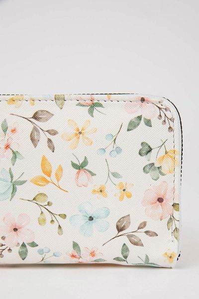DeFacto Damen-Geldbörse aus Kunstleder mit Blumenmuster C0878axns