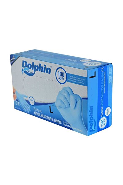 Dolphin Mavi Nitril Eldiven Pudrasız 100lü Paket ( L )