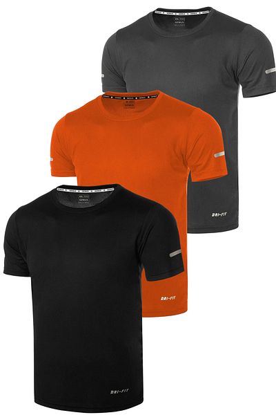 GENIUS STORE 3 Pack Men's Moisture Absorbing Quick Dry Athletic Technical Performance Sports T-shirt DRIFIT-KISAKOL3