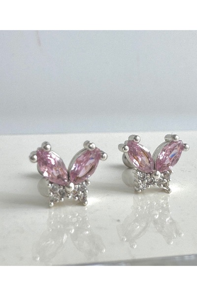 BY DİLEK ÇETİN ACCESSORY Cerrahi Çelik pembe kelebek figürlü kıkırdak helix t...