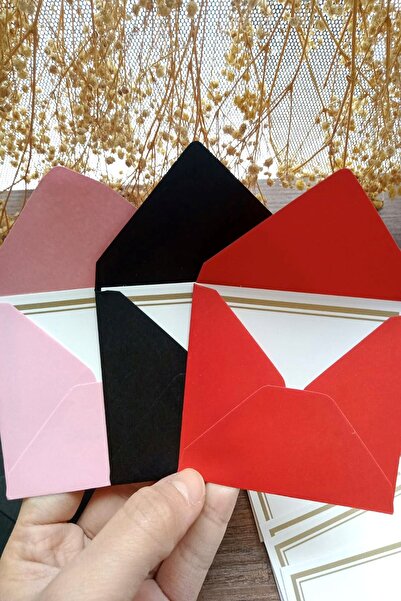 Emtory Home 15 Adet Mini Hediye Paketleme Kart Seti -  3 Renk Zarf & Beyaz Al...